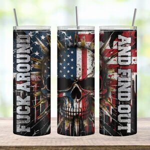 Find out American flag and skull tumbler